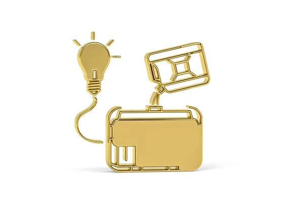 Golden Power Generator Icon Isolated White Background Render — Zdjęcie stockowe