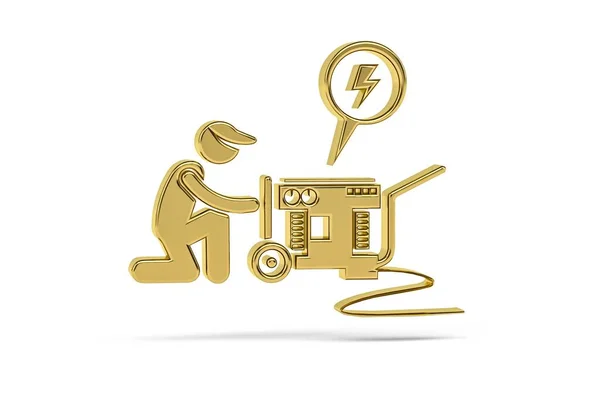 Golden Power Generator Icon Isolated White Background Render — Photo