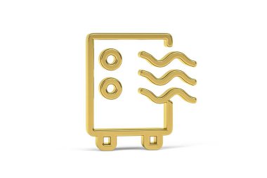 Golden 3d air conditioning icon isolated on white background - 3d render