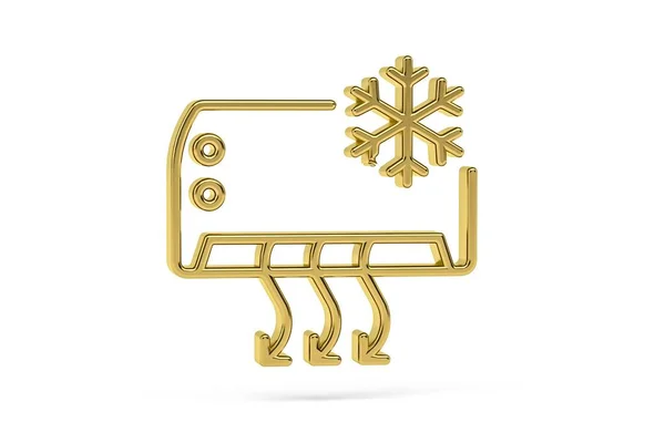 Golden 3d air conditioning icon isolated on white background - 3d render