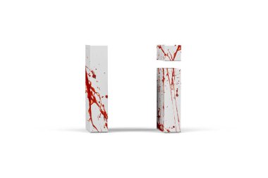 Bloody letter I - three dimensional uppercase and lowercase I with texture from blood on white background - 3d render