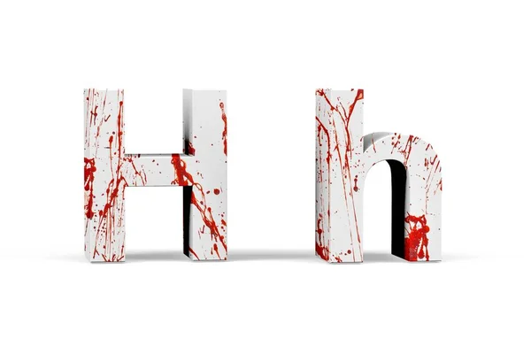 Bloody Letter Three Dimensional Uppercase Lowercase Texture Blood White Background — ストック写真