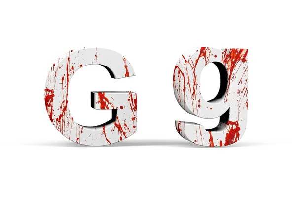 Bloody Letter Three Dimensional Uppercase Lowercase Texture Blood White Background — Stock Photo, Image