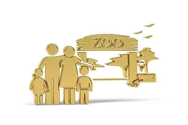 Golden Zoo Icon Isolated White Background Render — Stock Fotó