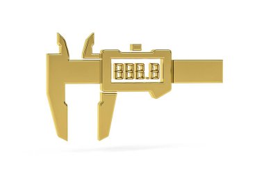 Golden 3d caliper icon isolated on white background - 3D render