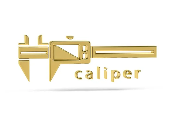 Golden Caliper Icon Isolated White Background Render — ストック写真