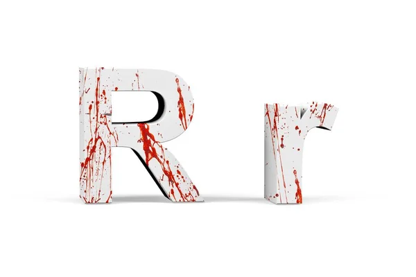 Bloody Letter Three Dimensional Uppercase Lowercase Texture Blood White Background — Foto Stock