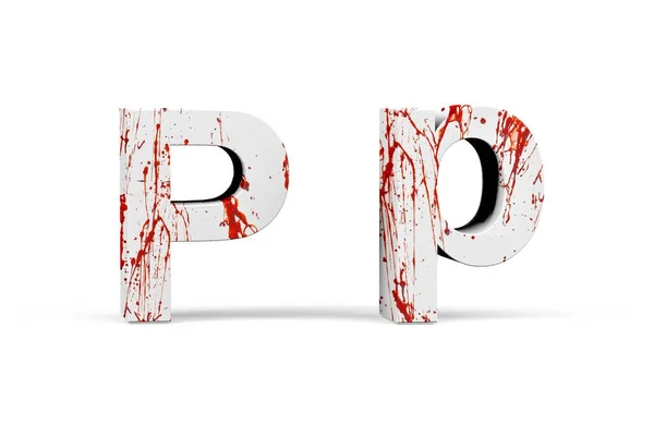 Bloody Letter Three Dimensional Uppercase Lowercase Texture Blood White Background — Foto de Stock