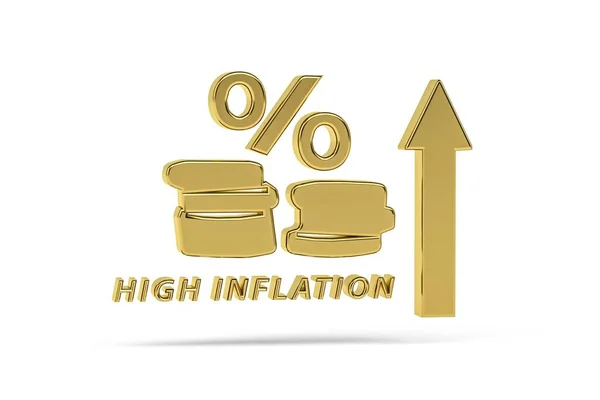 Золотой Значок Инфляции Изолирован Белом Фоне Рендеринг — стоковое фото