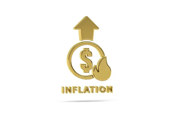 Золотой Значок Инфляции Изолирован Белом Фоне Рендеринг — стоковое фото