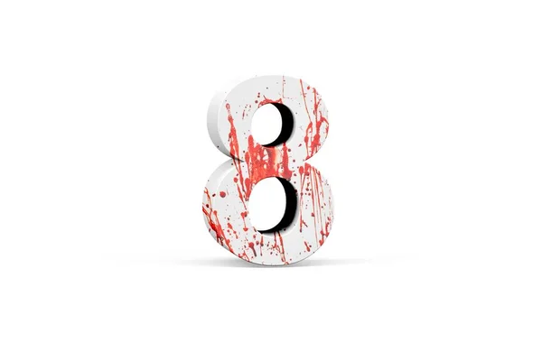 Bloody Digit Three Dimensional Number Texture Blood White Background Render — Photo