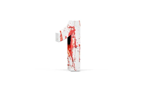 Bloody Digit Three Dimensional Number Texture Blood White Background Render — Stock Photo, Image