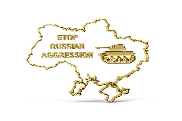 Golden Russian Aggression Icon Isolated White Background Render — Foto de Stock