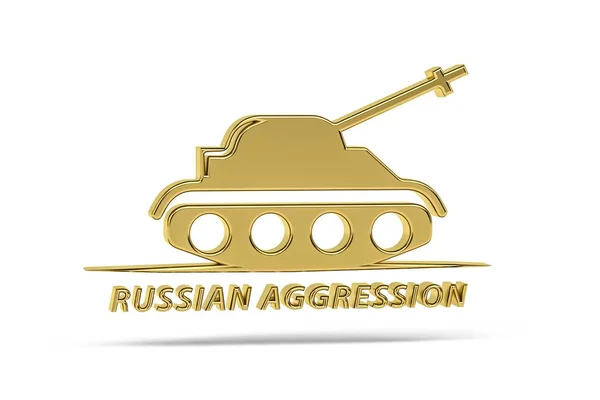 Golden Russian Aggression Icon Isolated White Background Render — Foto de Stock
