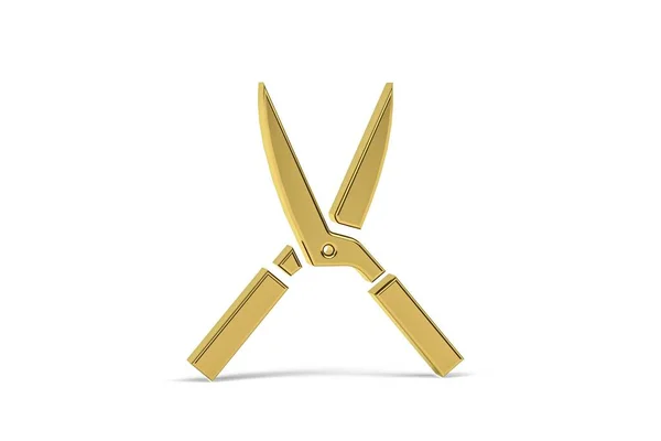 Golden Garden Shears Icon Isolated White Background Render — Stock fotografie