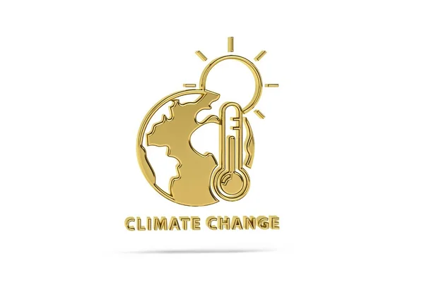 Golden Climate Change Icon Isolated White Background Render — Stockfoto