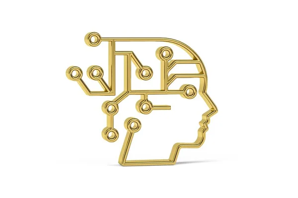 Golden Artificial Intelligence Icon Isolated White Background Render — Zdjęcie stockowe