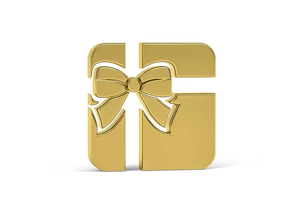 Золота Іконка Подарунка Ізольована Білому Тлі Рендеринга — стокове фото