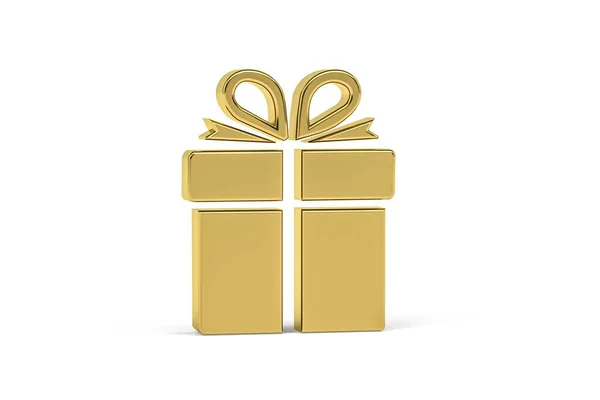 Golden Gift Icon Isolated White Background Render — Stock Fotó