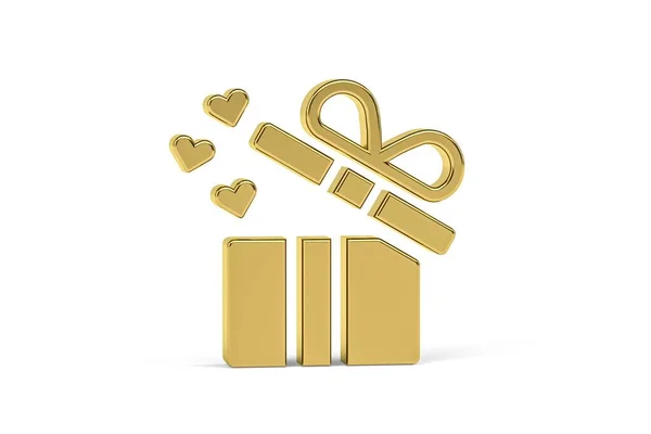 Golden Gift Icon Isolated White Background Render — Stock Fotó