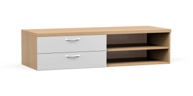 Elegant and modern veneered cabinet on white background - 3d render