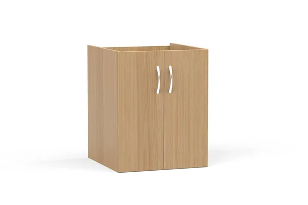 Elegant Modern Veneered Cabinet White Background Render — Stok fotoğraf