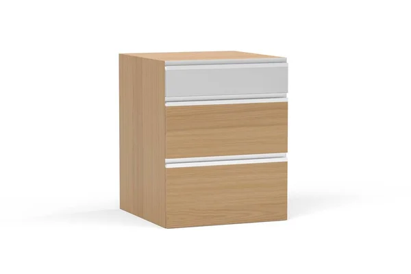 Elegant Modern Veneered Cabinet White Background Render — Zdjęcie stockowe