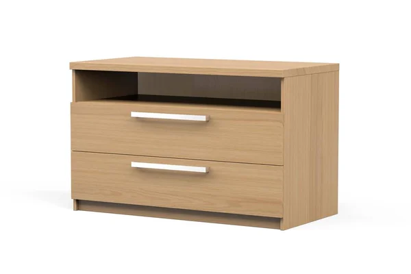 Elegant Modern Veneered Cabinet White Background Render — Φωτογραφία Αρχείου