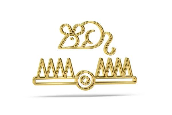 Golden Mousetrap Icon Isolated White Background Render — Φωτογραφία Αρχείου