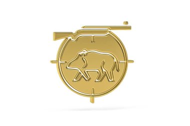 Golden 3d poaching icon isolated on white background - 3d render