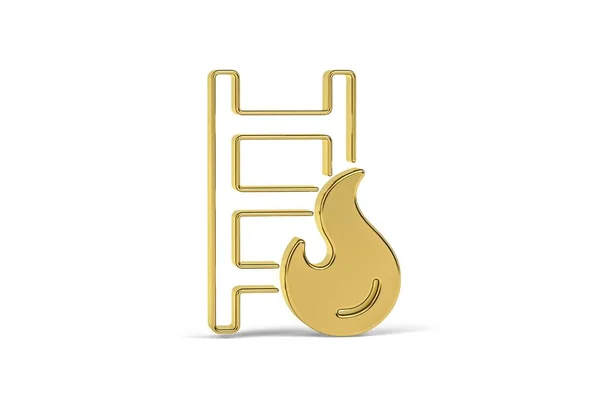 Golden Fire Escape Icon Isolated White Background Render — стоковое фото