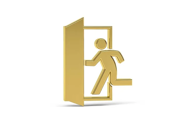 Golden Fire Escape Icon Isolated White Background Render — Foto Stock