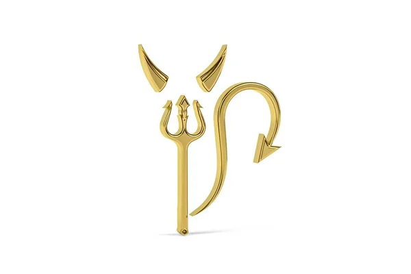 Золотий Значок Рогів Ізольований Білому Тлі Рендеринга — стокове фото