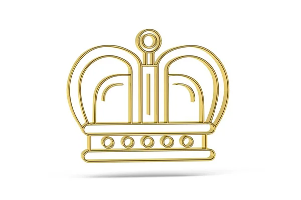 Golden Krona Ikon Isolerad Vit Bakgrund Render — Stockfoto