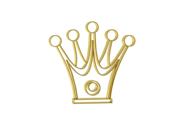 Golden Krona Ikon Isolerad Vit Bakgrund Render — Stockfoto