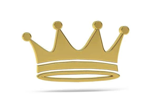 Золота Іконка Корони Ізольована Білому Тлі Рендеринга — стокове фото
