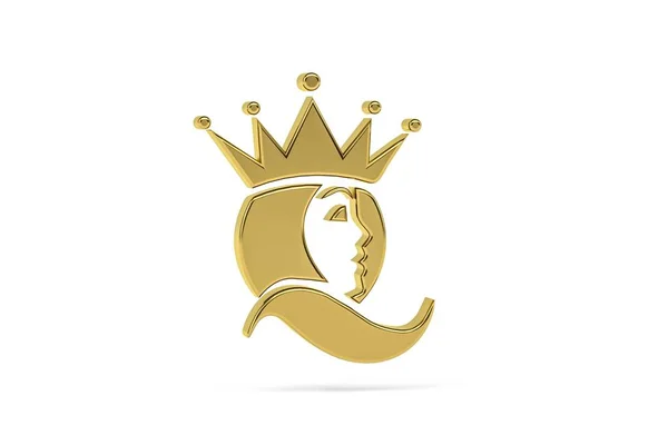 Golden Koningin Pictogram Geïsoleerd Witte Achtergrond Render — Stockfoto