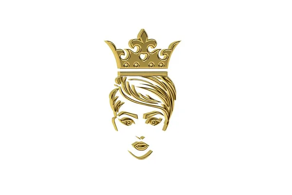 Χρυσή Queen Εικονίδιο Απομονώνονται Λευκό Φόντο Καθιστούν — Φωτογραφία Αρχείου