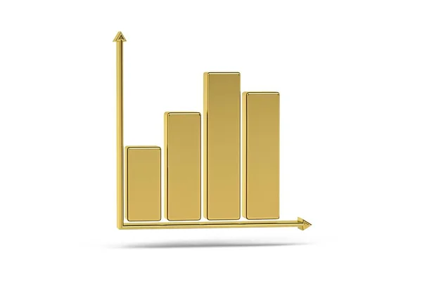 Golden 3d chart icon isolated on white background - 3D render