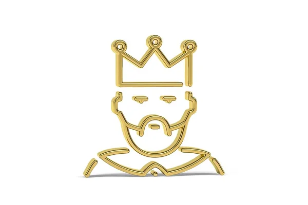 Золота Піктограма Короля Ізольована Білому Тлі Рендеринга — стокове фото