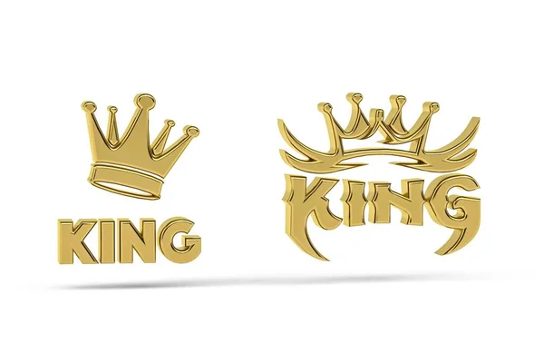 Golden Koning Pictogram Geïsoleerd Witte Achtergrond Render — Stockfoto