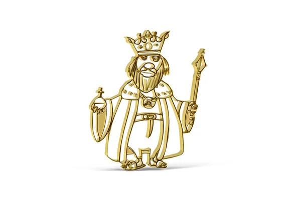 Золотая Трехмерная Икона Короля Белом Фоне Трехмерная Рендеринг — стоковое фото