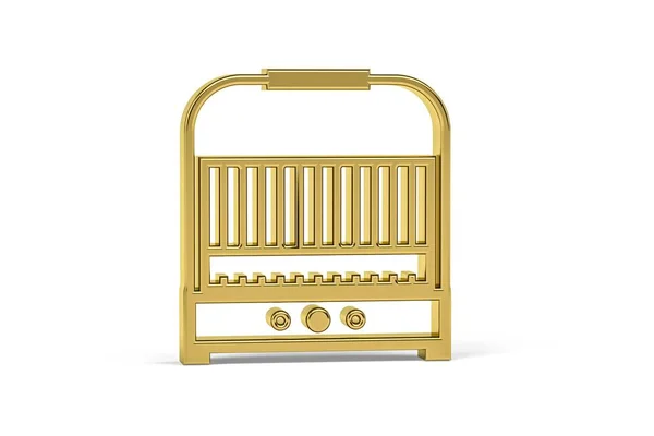Golden Icona Griglia Elettrica Isolato Sfondo Bianco Rendering — Foto Stock