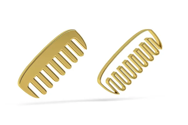 Golden Comb Icon Isolated White Background Render — Stock Photo, Image