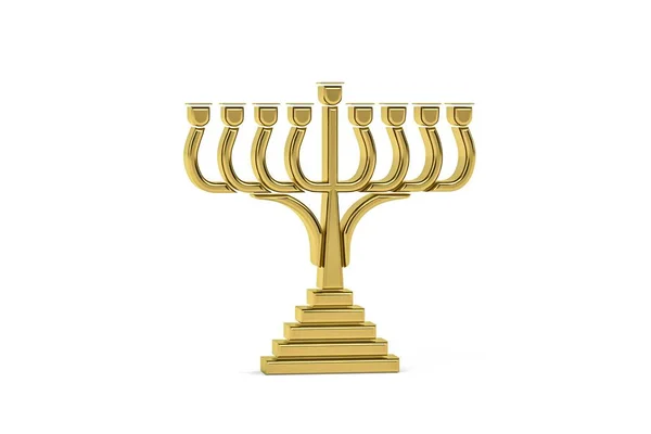 Golden Ljusstake Ikon Isolerad Vit Bakgrund Render — Stockfoto