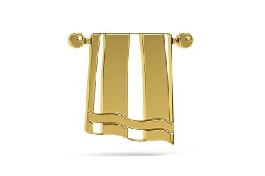 Beyaz arkaplanda izole edilmiş altın havlu simgesi - 3d oluşturma