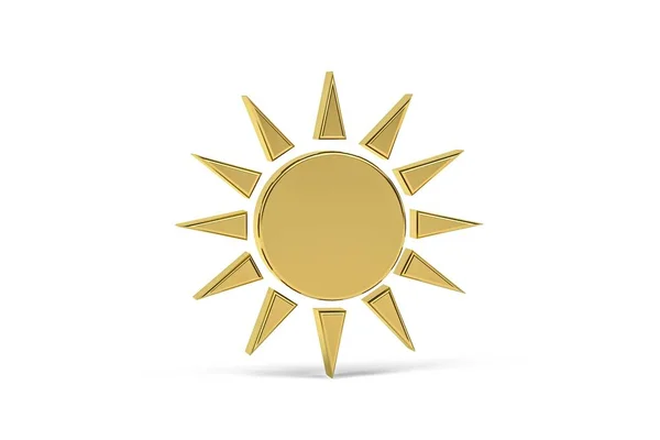 Золота Піктограма Сонця Ізольована Білому Тлі Рендеринга — стокове фото
