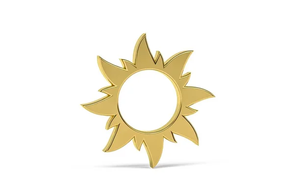 白い背景に隔離された黄金の3D太陽のアイコン 3Dレンダリング — ストック写真