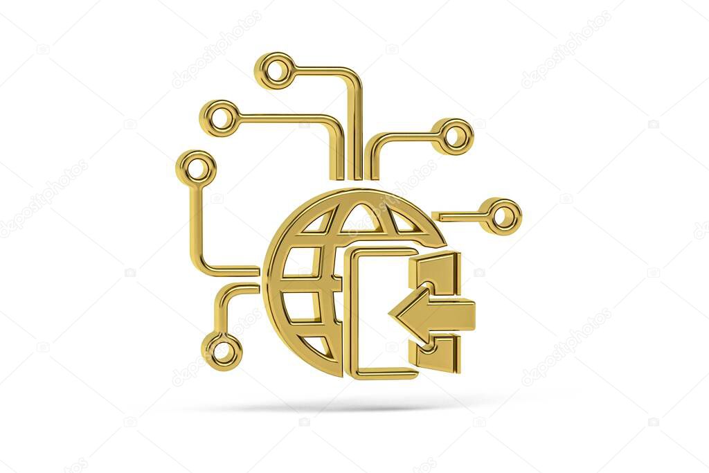 Golden 3d gateway icon isolated on white background - 3d render
