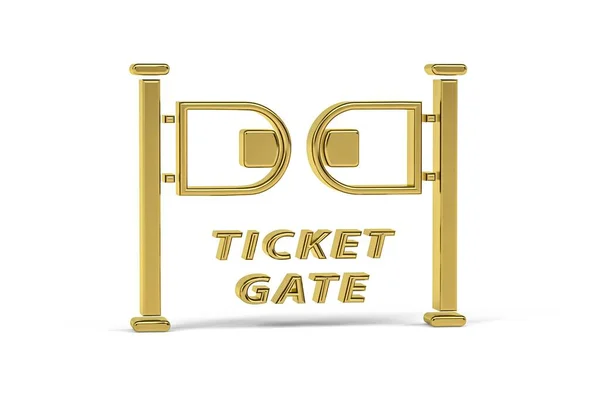 Goldenes Ticket Gate Symbol Isoliert Auf Weißem Hintergrund Renderer — Stockfoto
